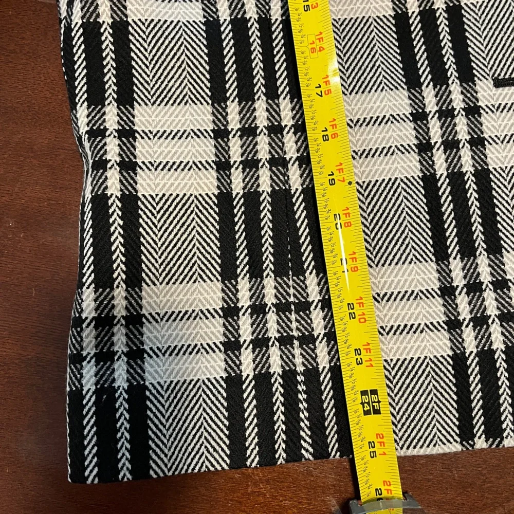 Vintage 90’s R.Q.T. Button Front Jacket Black & White Plaid Lined Collar Size 18